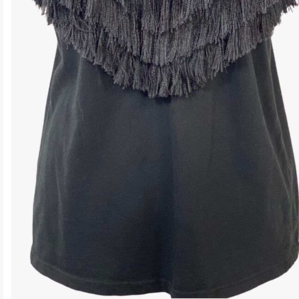 Zara Trafaluc Black Fringe T-Shirt Size M Western Country Wear Cowgirlcore - Picture 2 of 5